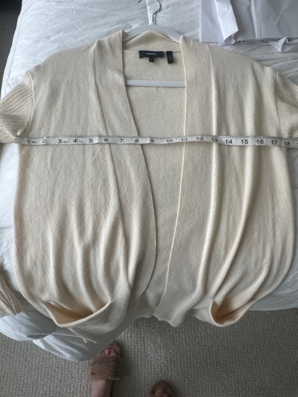 Cashmere Theory Ivory Open-Front Long Knit Cardigan - Picture 6 of 11